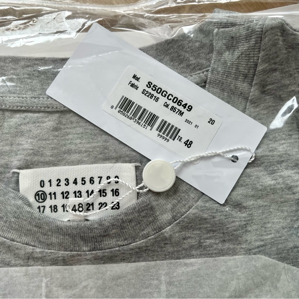 Maison Margiela S50GC0649 Frame Print Short Sleeve Shirt Gray/pink size IT 48 - Picture 3 of 5